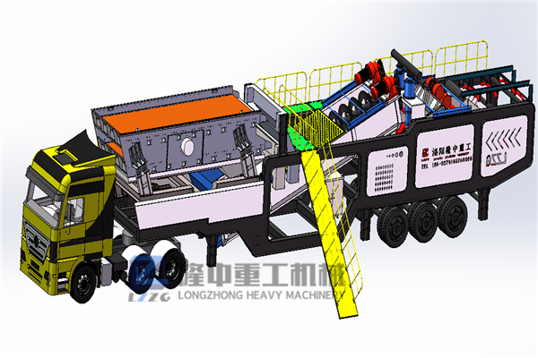 可移動(dòng)的洗沙生產(chǎn)線：附帶壓濾機(jī)方便快捷